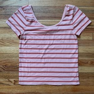 Tucker+Tate Kids Pink and Burnt Orange Short Sleeve Crop Top, Size XL (14/16)